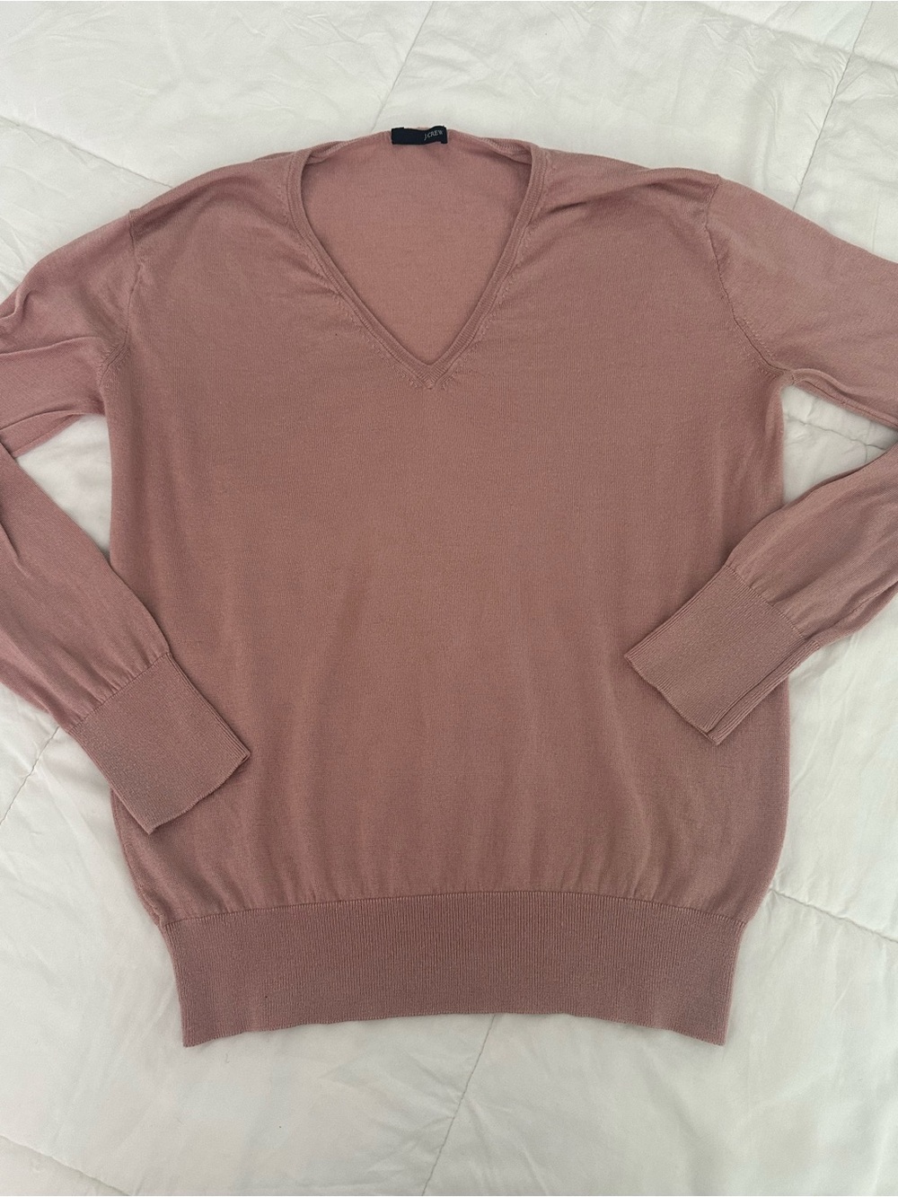 J. Crew V-Neck Long Sleeve Sweater in Dusty Rose